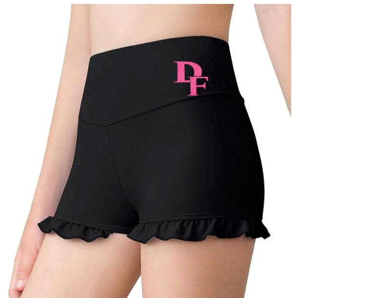 DF Black Ruffle Dance Shorts- Youth